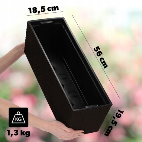 KADAX Blumenkasten aus Kunststoff, 18,5x56 cm, Pflanzkasten mit Einsatz