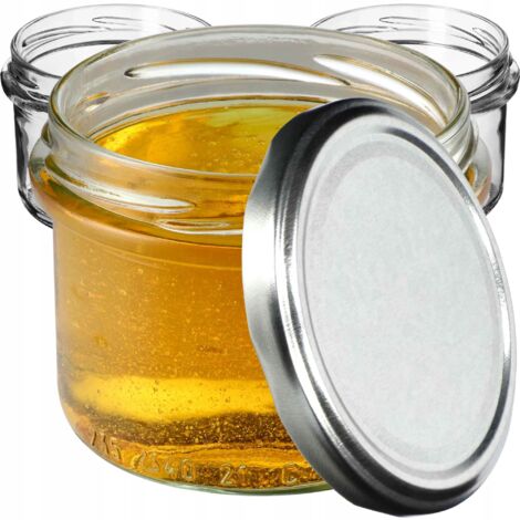 KADAX Kleine inmaakpotten, 315 ml, diameter 66 mm, potten voor honing, jampotten met deksel, luchtdichte, ronde potten (20 stuks, groen geruit