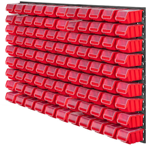 KADAX Werkstattwandregal, Werkstattregal für Garage, Rot, 99 Stück, 117x78 cm