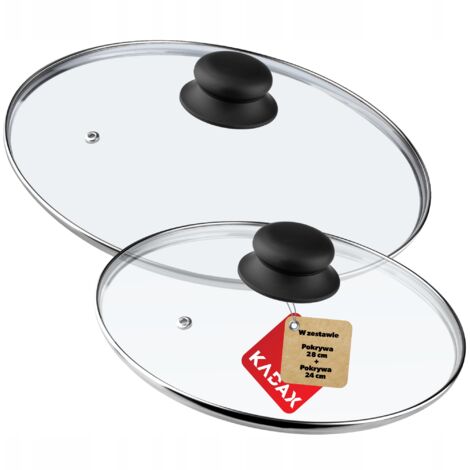 KADAX Glasdeckel Set, mit Griff aus Kunststoff, Universaldeckel, 24 cm + 28 cm (1/5)