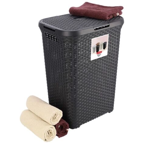 Curver Wäschebox, aus Kunststoff, 45 x x 34 x 62 cm, 60L, Anthrazit (1/5)