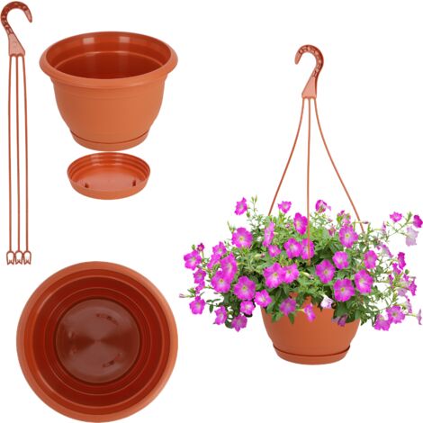 KADAX Blumentopf aus Kunststoff zum Aufhängen mit Haken, robuster Topf für fuchsiafarbene Pelargonie (1/5)