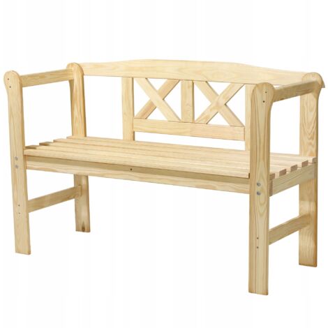KADAX Parkbank aus Holz mit Rückenlehne 119 cm Terrasse Garten