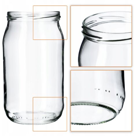 Lot De 8 Bocaux En Verre Avec Couvercles Twist-Off 540 Ml - Motif Carreaux Bleus