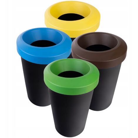 KADAX Mülleimer-Set rund aus robustem Kunststoff, Mülltrenner, Abfalleimer (4 x 25 l)