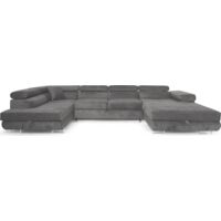 Ecksofa Aller U XXL-Ecksofa mit Schlaffunktion und zwei Bettkasten in Grau, linke Seite