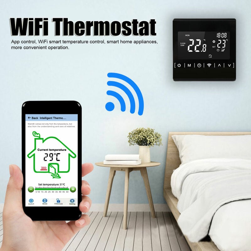 Eosnow Intelligenter Temperaturregler WiFi elektrischer Heizungsthermostat  für Fubodenheizung 85V 265V