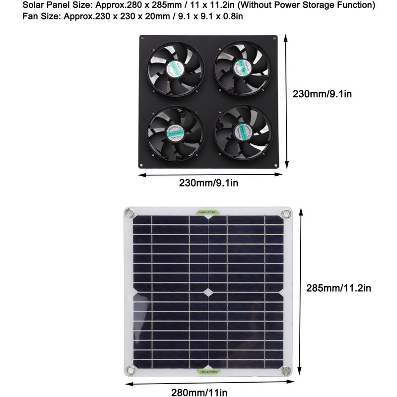 Solarpanel-Ventilator-Set, wasserdicht, monokristalliner Silizium