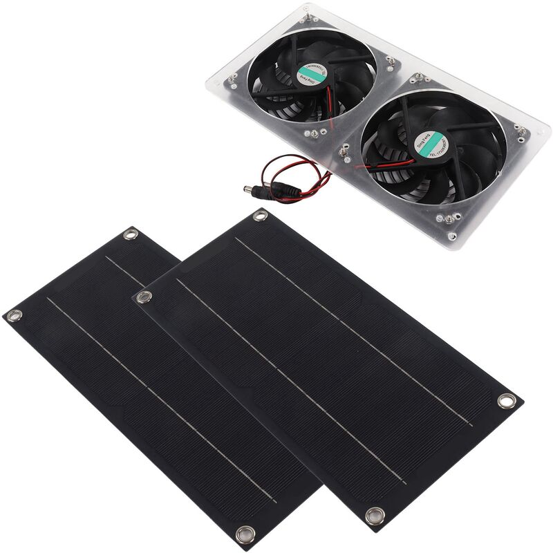 Solarpanel Lüfter Kit, 100W 12V Solar Lüfter für Den Außenbereich,  Wasserdicht, Tragbarer Mini Ventilator mit Doppeltem Abluftventilator,  Solarpanel