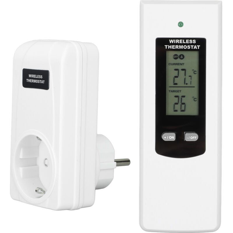 Eosnow Drahtloser Plug-in-Thermostat, digitaler elektrischer LCD-Fernthermostat  für tragbare Heizung, Wandheizung, Klimaanlage, 220 V, EU-Stecker