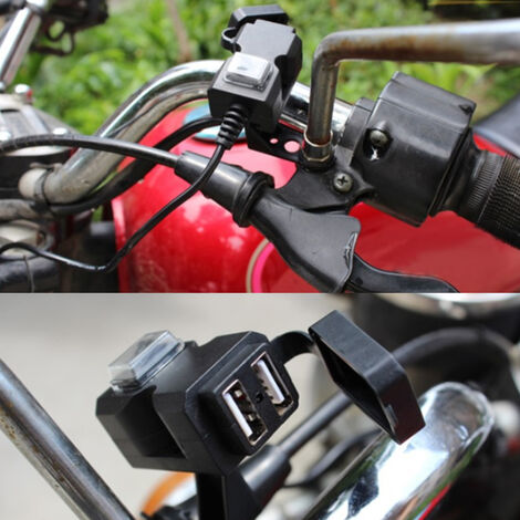 12V Dual USB Port Motorrad Ladegert Wasserdichte Lenker Ladegert 5V 1A /  2,1A Adapter Telefon Power