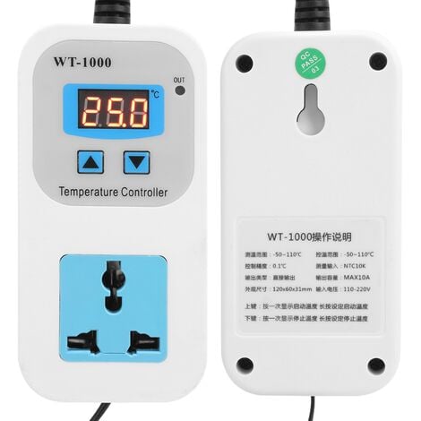 Temperaturregler, elektronisch, verstellbar, automatische Steuerung,  Steckdose 10 A, WT-1000, 110–220 V, EU-Stecker