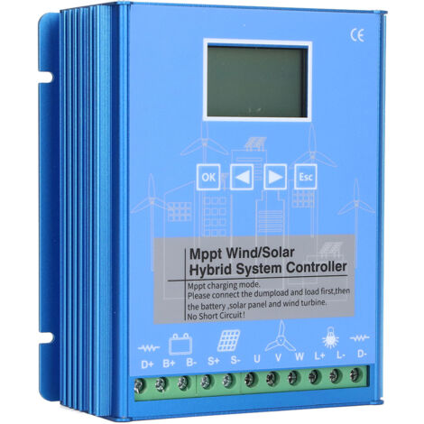 Eosnow Hybrid-Wind-Solarregler, aufgeladener MPPT-LCD-Bildschirm, 800-W-Windturbinengenerator für 24-V-48-V-Batterie