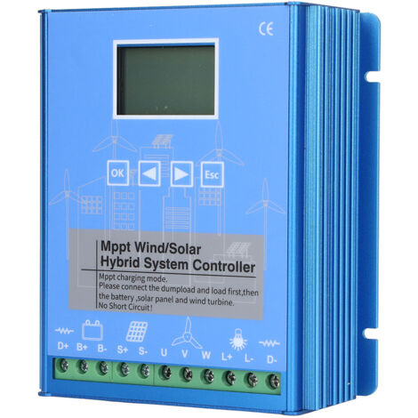 Eosnow Hybrid-Wind-Solarregler, aufgeladener MPPT-LCD-Bildschirm, 800-W-Windturbinengenerator für 24-V-48-V-Batterie