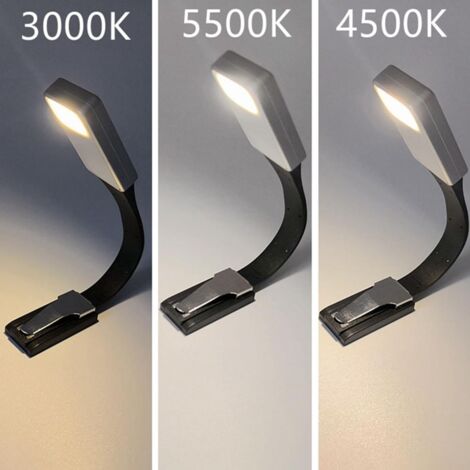Lampe de lecture Lampe de lecture à LED Lampe de lecture rechargeable par USB Lampe de lecture à 3 modes de luminosité en continu Lampe à pince à col de cygne flexible à 360 ° pour lit Nuit Lecture Ch