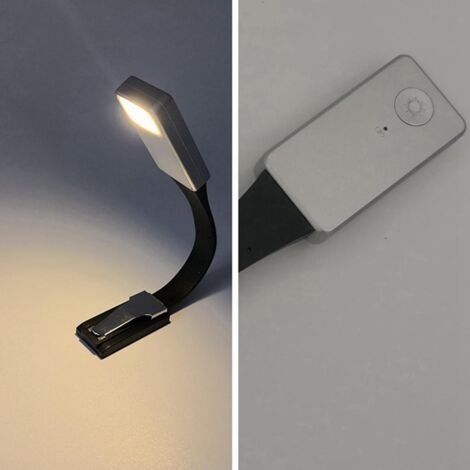 Lampe de lecture Lampe de lecture à LED Lampe de lecture rechargeable par USB Lampe de lecture à 3 modes de luminosité en continu Lampe à pince à col de cygne flexible à 360 ° pour lit Nuit Lecture Ch