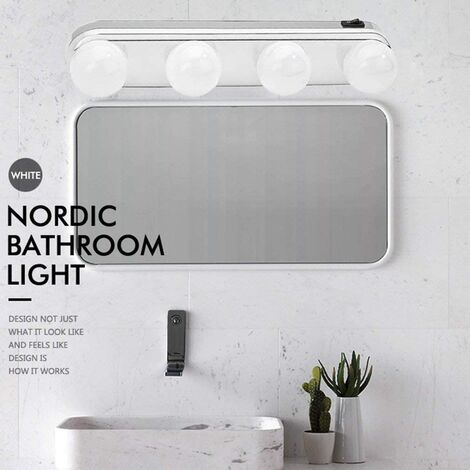 Lumière de Miroir,Lampe de Maquillage Portable Sans fil Rechargeable lumière avec 4 ampoules LED luminosité de Couleur Réglable,éclairage pour Coiffeuse Salle de Bain Miroir