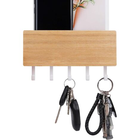 Armoire à Clés Moderne En Bois Avec Étagère - Organisateur 7 Porte-Clés