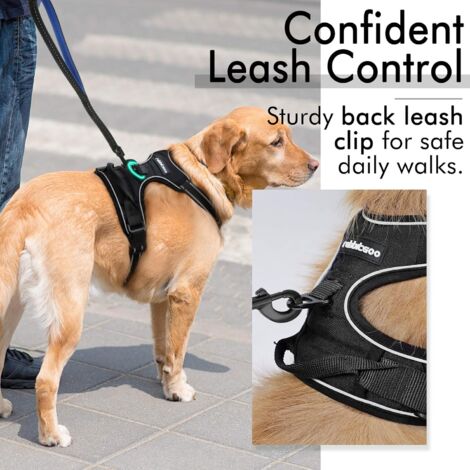 Harnais Chien Anti Traction, Arnet pour Chien Facile à Mettre Harnais Réfléchissant Réglable avec Attache Devant Easy Walk Arnais pour Chien Moyen, Large, Couleur Noir