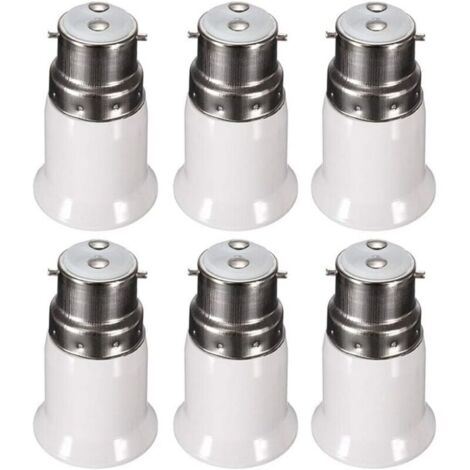Douille Adaptateur B22 vers E27 pour Ampoule LED, AC 230V, Adaptateurs de Conversion pour Passer de B22 à E27, Douille Baïonnette à Visser, lot de 6 - RWAdaptateur de culot d'ampoule..