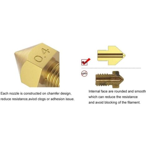 20pcs Accessoires pour imprimante 3D 20pcs, consommables pour buse filetée M7 1,75 mm, buse en laiton MK10 0,4 mm
