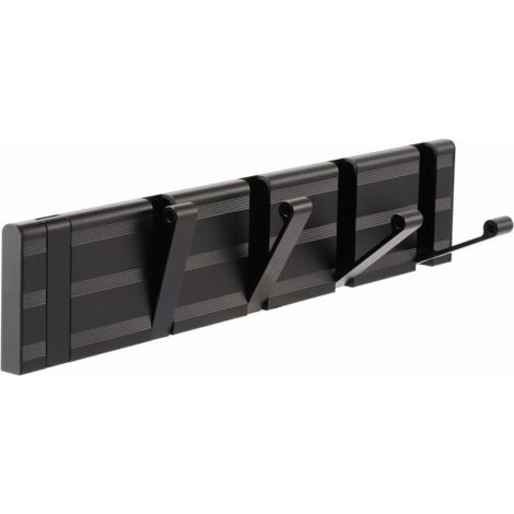Porte Manteau Mural 6 Crochets - Noir Et Or - Aluminium - Support 13kg - Pour Entrée Ou Salle De Bain