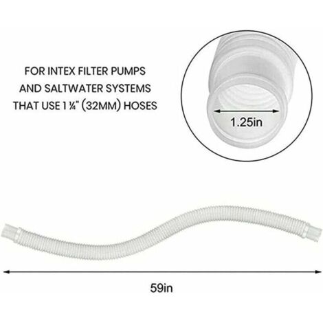 Tuyau De Piscine Flexible 38 Mm / 150 Cm - Remplacement Pour Pompe De Filtration, Filtre à Sable, Système Eau Salée