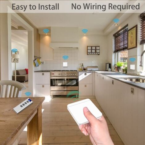 Interrupteur d'éclairage sans fil, interrupteur de sécurité de l'émetteur RF et contrôleur de récepteur 10A, installation facile pour lampe jusqu'à 1500W