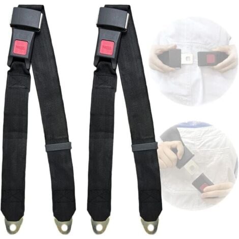 Lot de 2 ceintures de sécurité universelles réglables 2 points de harnais de sécurité réglables ceinture de sécurité simple double - noir