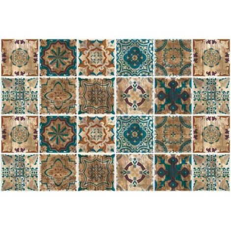 Stickers Carrelage Hexagone 10x10CM Bohême Dorée Credence Adhesive Pour Cuisine Brique,Stickers Muraux Salle De Bains Cuisine Carrelage Adhesif Mural Avec Motifs De Carrelage Dalle Pvc(10 Pièces