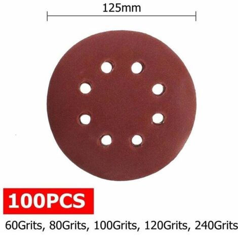 25 Pièces Papier De Verre 225 Mm, Disque Abrasif 225 Mm, Pour Ponceuse