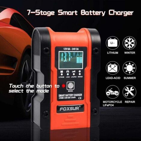 TowerTop Chargeur De Batterie De Voiture Intelligent 2/10/25 A 12 V, Entièreent Autoatique
