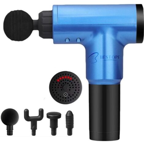 Pistolet De Massage Percussion Sans Fil - 6 Vitesses, 4 Têtes - Rechargeable Pour Muscles Et Récupération