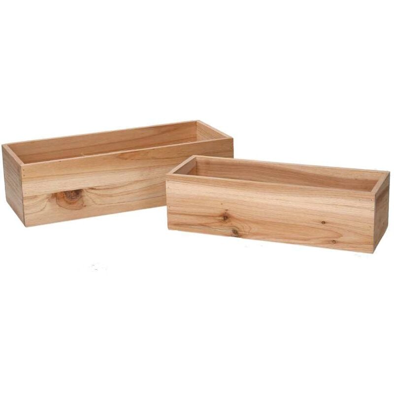 Cajón de madera natural rectangular cm32x13h9