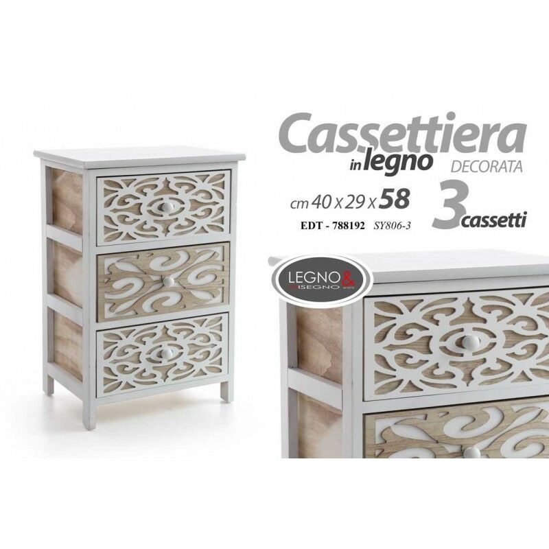 Cajonera mesita de noche con 3 cajones de madera cm 40 x 29 x 58 h