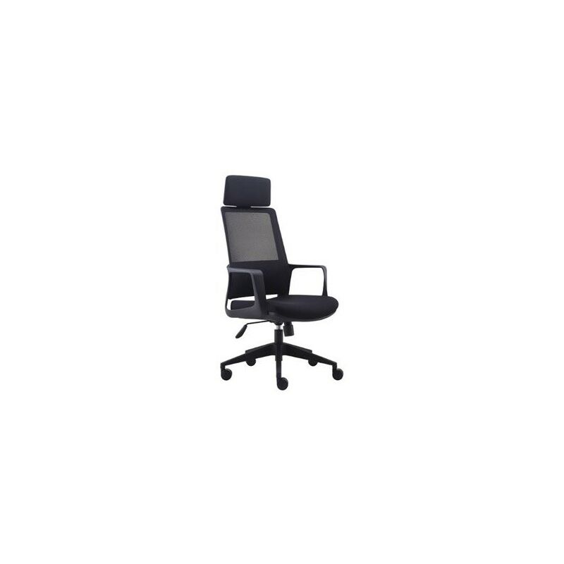Cómodo sillón con ruedas de oficina negras transpirables ajustables