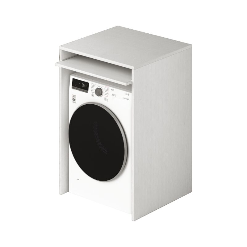 Mueble para lavadora con estante corredero en Blanco Al.105x71x65cm