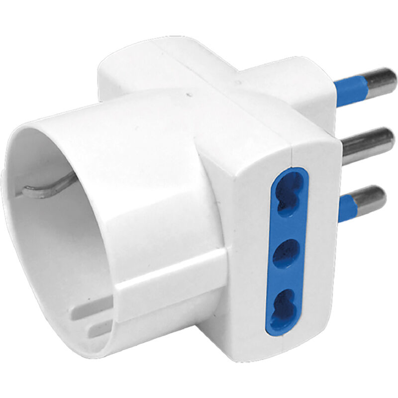 Adaptador Triple Frontal Schuko Con Interruptor | Color Blanco | 16 A   250 V