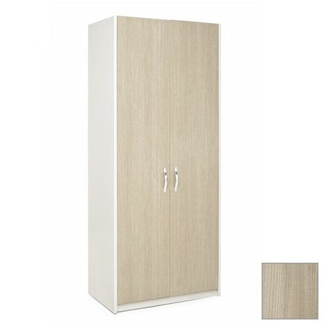 Armario 2 puertas, cuerpo blanco y frente color olmo, 91x52xH 210 cm
