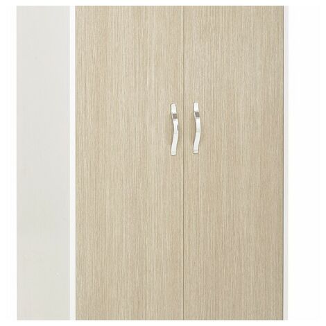 Armario 2 puertas, cuerpo blanco y frente color olmo, 91x52xH 210 cm