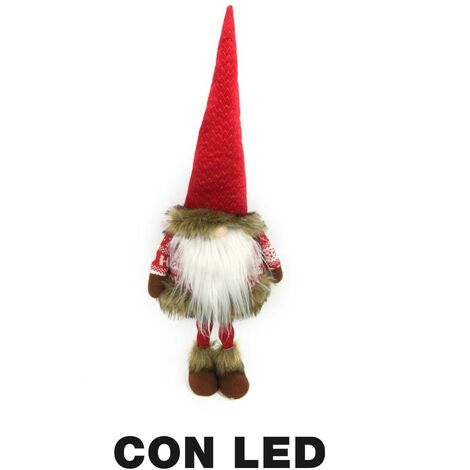 Gnomo de tela con led rojo cm25x18h72