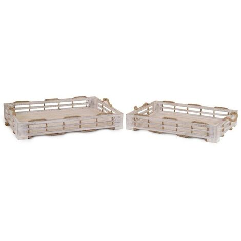 Bandeja de madera 1-2 blanqueada con cuerda rectangular cm59x35,5h8 (1/3)