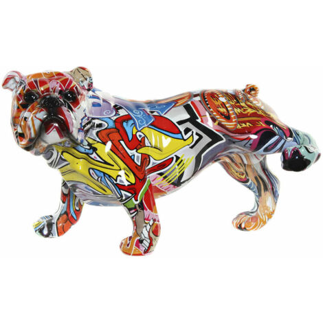 Figura decorativa perro graffiti multicolor en resina 26,5 x 14,5 x 16 (1/3)