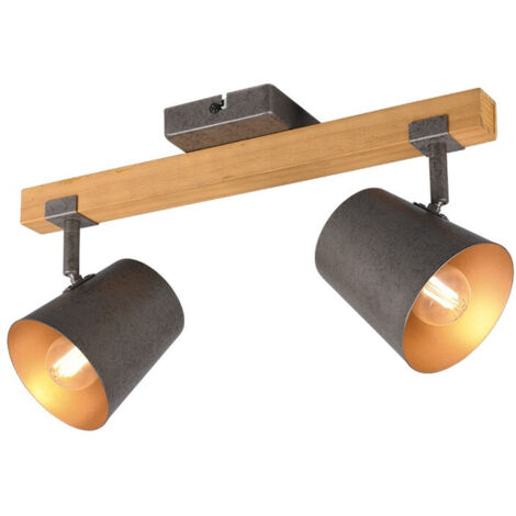 Foco Orientable Doble Madera Y Campana Niquelada Trio Lighting (1/3)