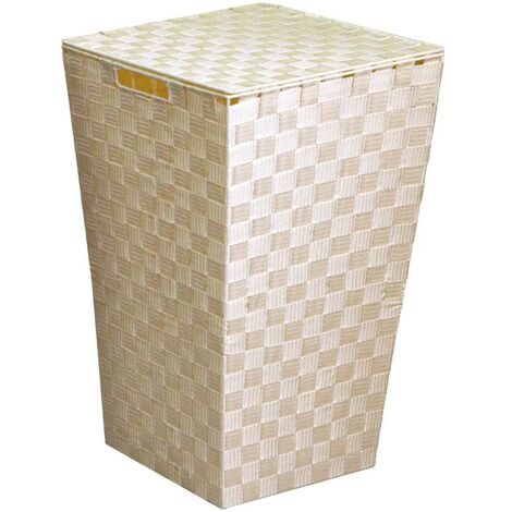 Cesta cuadrada poliéster crema forrada cm33x33h53 (1/5)