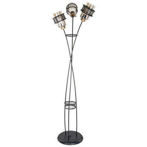 Gran lámpara de pie MDL3812 de hierro trenzado 3 luces de cristal