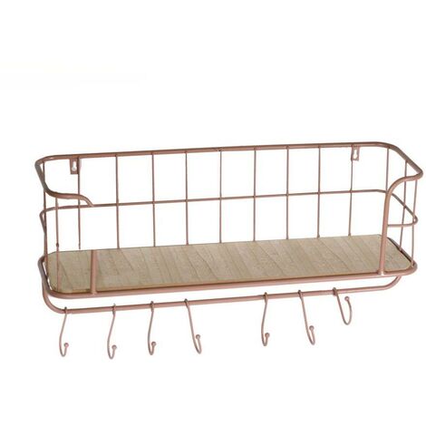 Estante de madera y metal marrón oxidado cm59x18h31