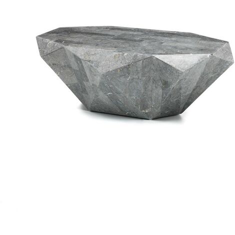 Mesa de centro moderna de piedra fósil gris 120 x 70 x 40 cm (1/5)