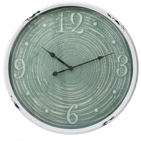 Reloj de metal con borde verde y blanco cmø48x6