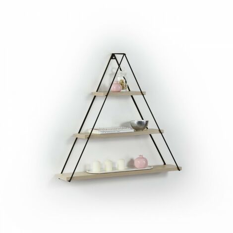 Librería de pared triangular tablón de anuncios piramidal de roble negro 74 x 13 x 61 h cm (1/5)